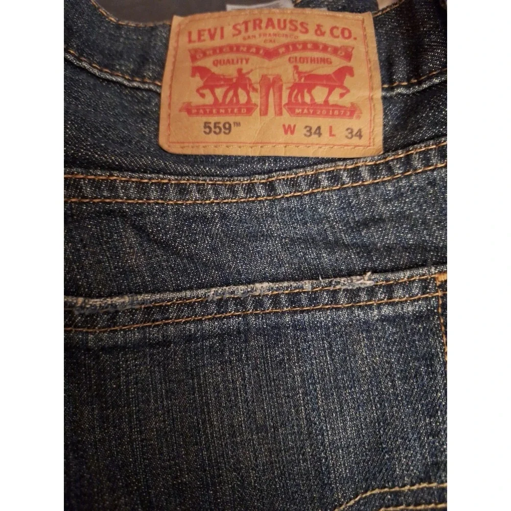 Levis Strauss 559 Relaxed Straight Jeans Mens 34x34 Blue Denim 100% Cotton 0091